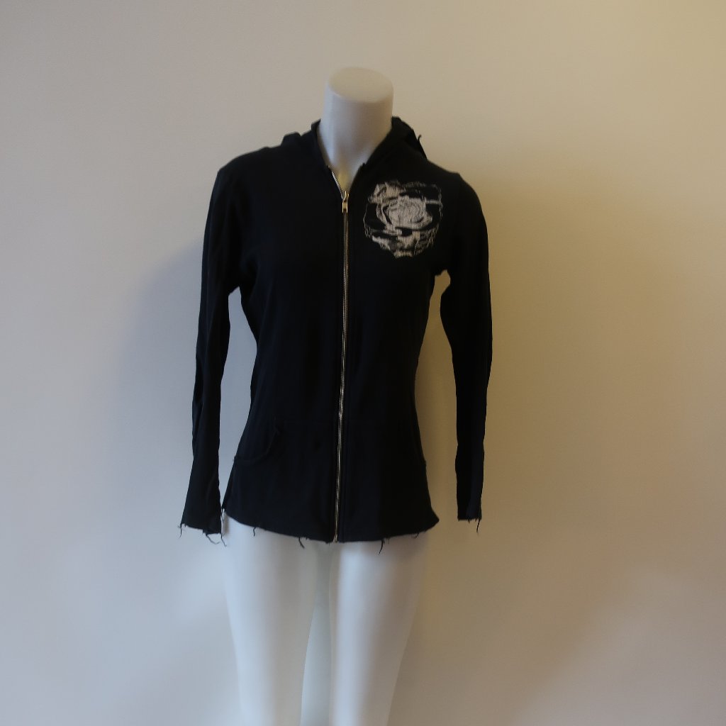 Lauren Moshi Black Graphic Zip Up Sweatshirt Sz L*